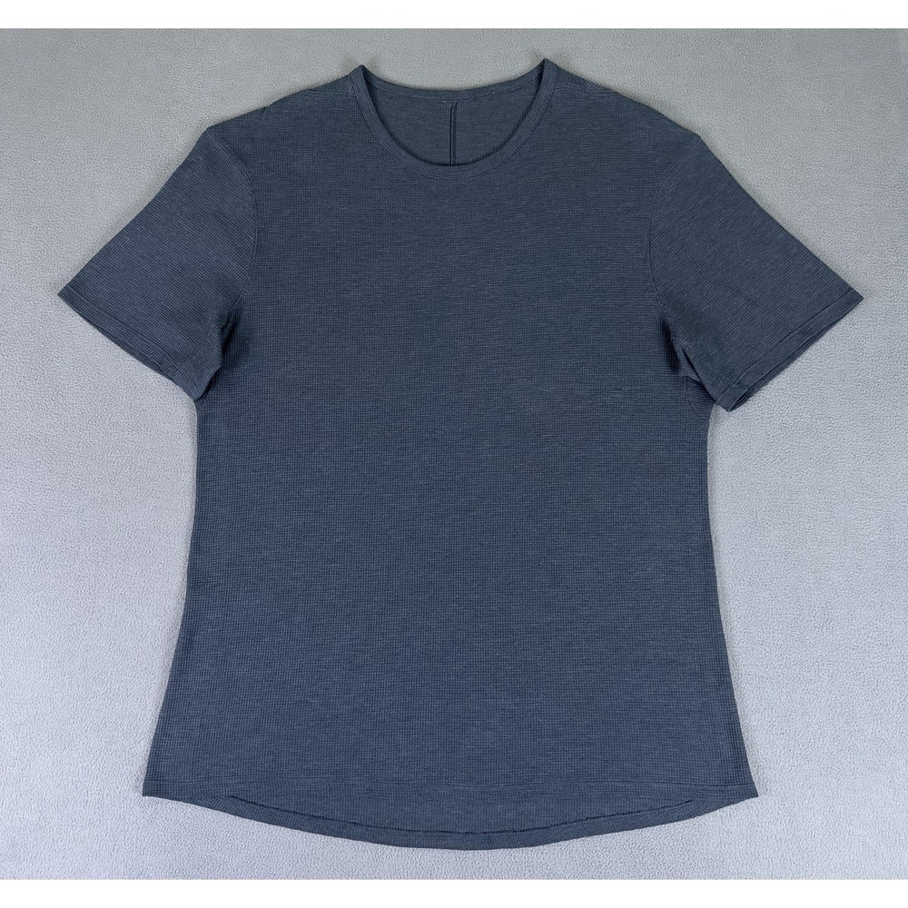 Lululemon Shirt Mens Large Dark Teal Blue Sift Stitch Waffle Thermal Performance